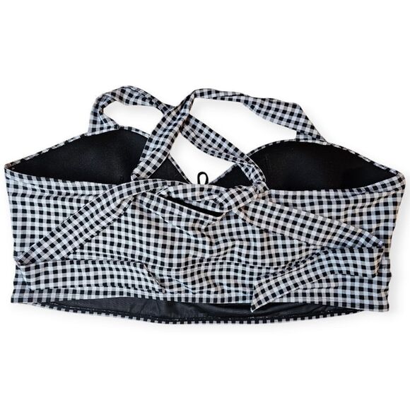 Torrid White Black Gingham Plaid Bikini Top 5x - Picture 4 of 5